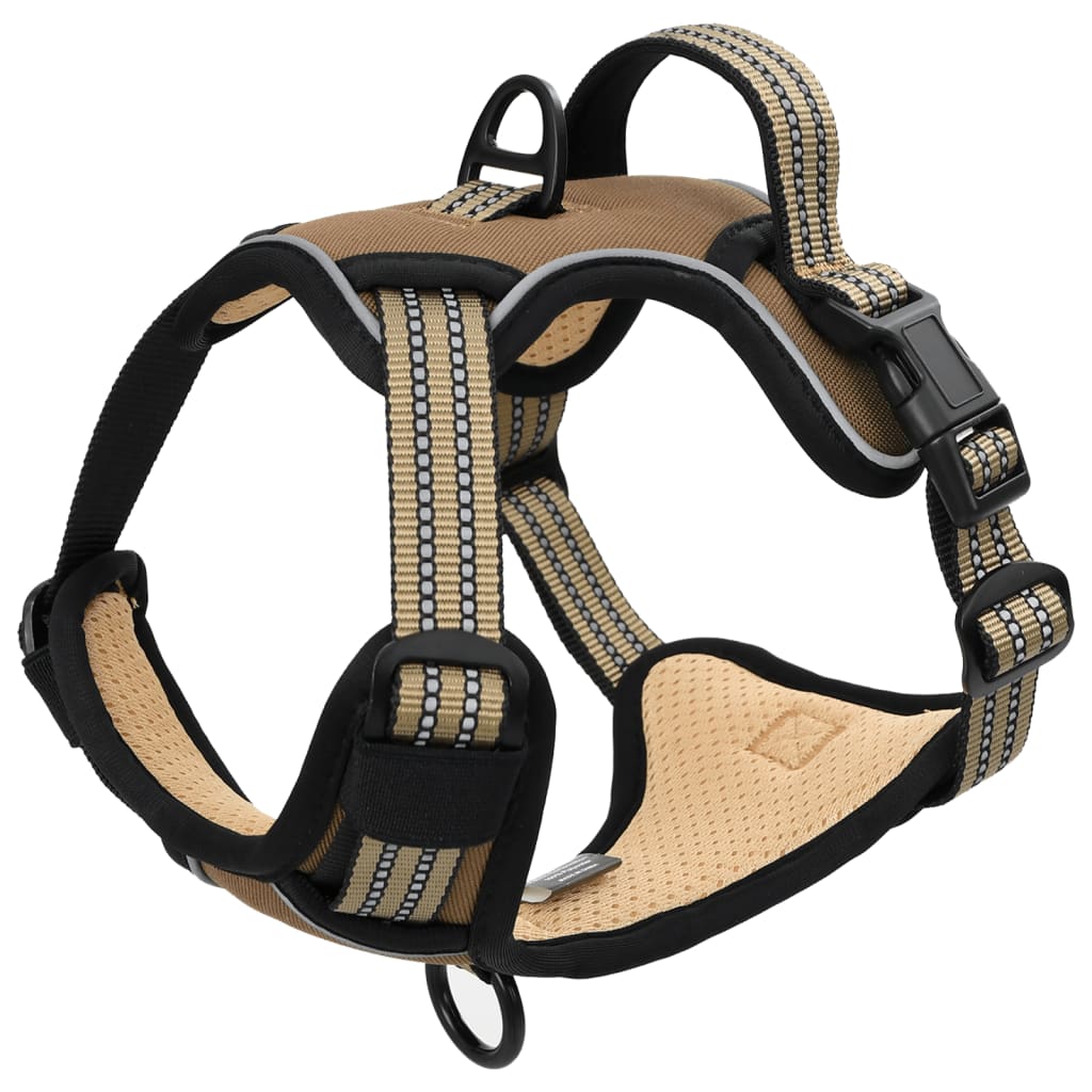 Adjustable Dog Harness with Reflective Stripes Brown M