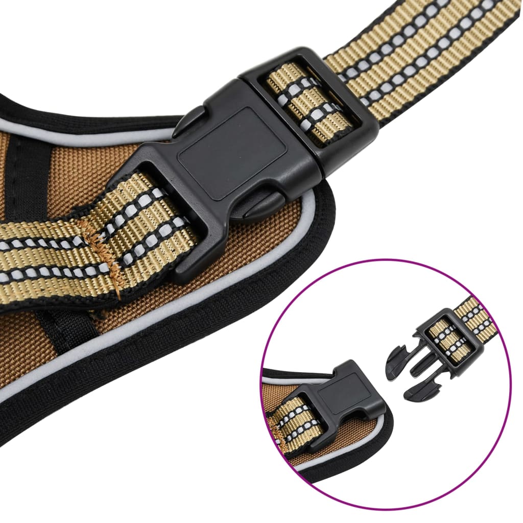 Adjustable Dog Harness with Reflective Stripes Brown M