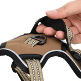 Adjustable Dog Harness with Reflective Stripes Brown M