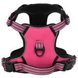 Dog harness with adjustable reflective strips pink M