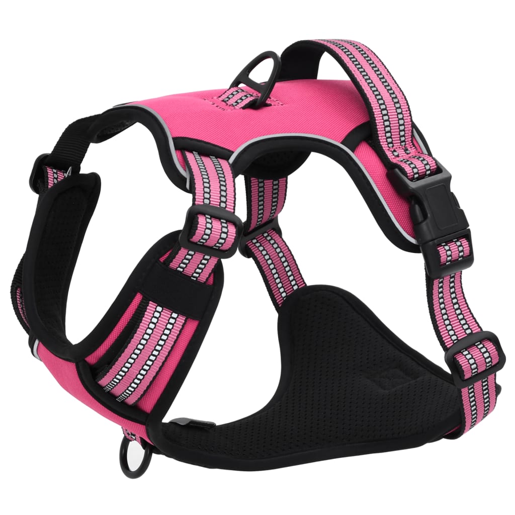 Dog harness with adjustable reflective strips pink M