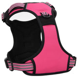 Dog harness with adjustable reflective strips pink M