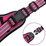 Dog harness with adjustable reflective strips pink M