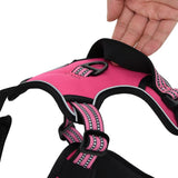 Dog harness with adjustable reflective strips pink M