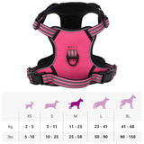 Dog harness with adjustable reflective strips pink M