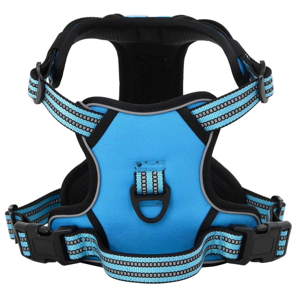 Dog harness with adjustable reflective strips blue L