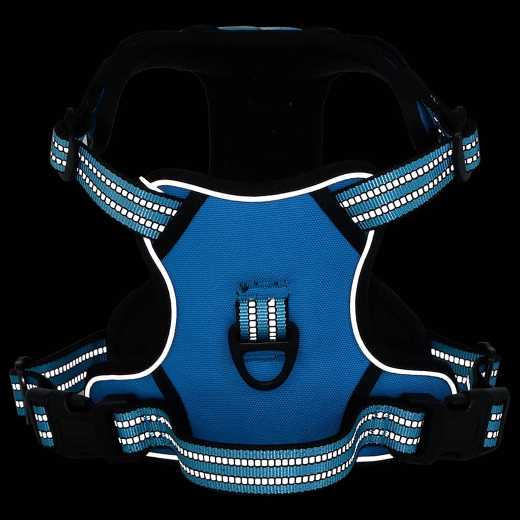 Dog harness with adjustable reflective strips blue L