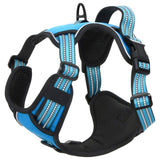 Dog harness with adjustable reflective strips blue L