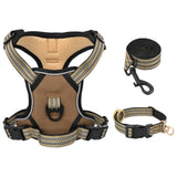 Dog Harness with Adjustable Leash and Collar Brown S