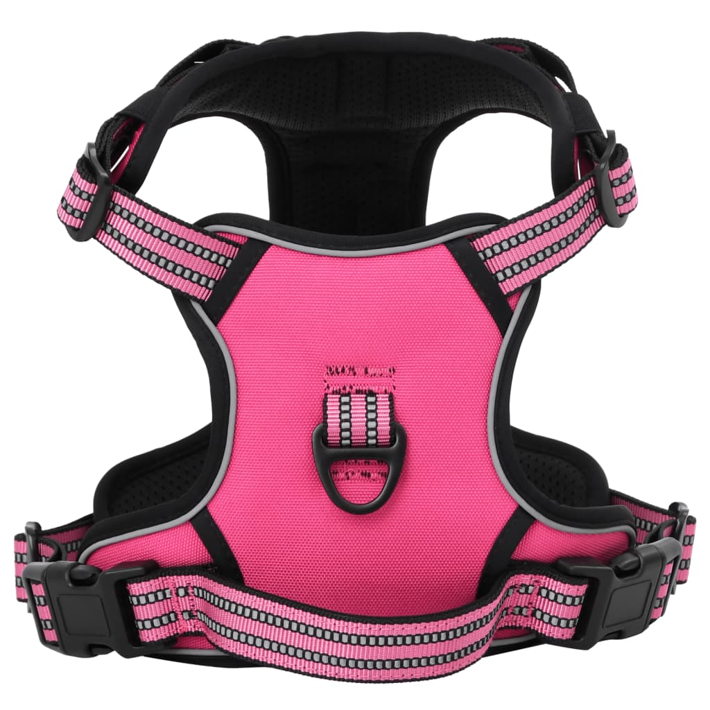 Hundegeschirr mit verstellbarer Leine und Halsband rosa XL