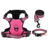 Harnais pour chien avec laisse et collier réglables rose XL