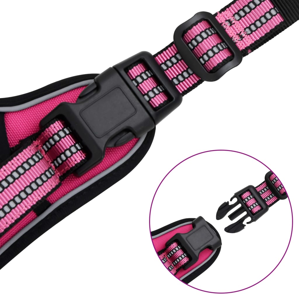 Harnais pour chien avec laisse et collier réglables rose XL