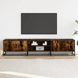 Meuble TV chêne fumé 180x35x41 cm bois d'ingénierie