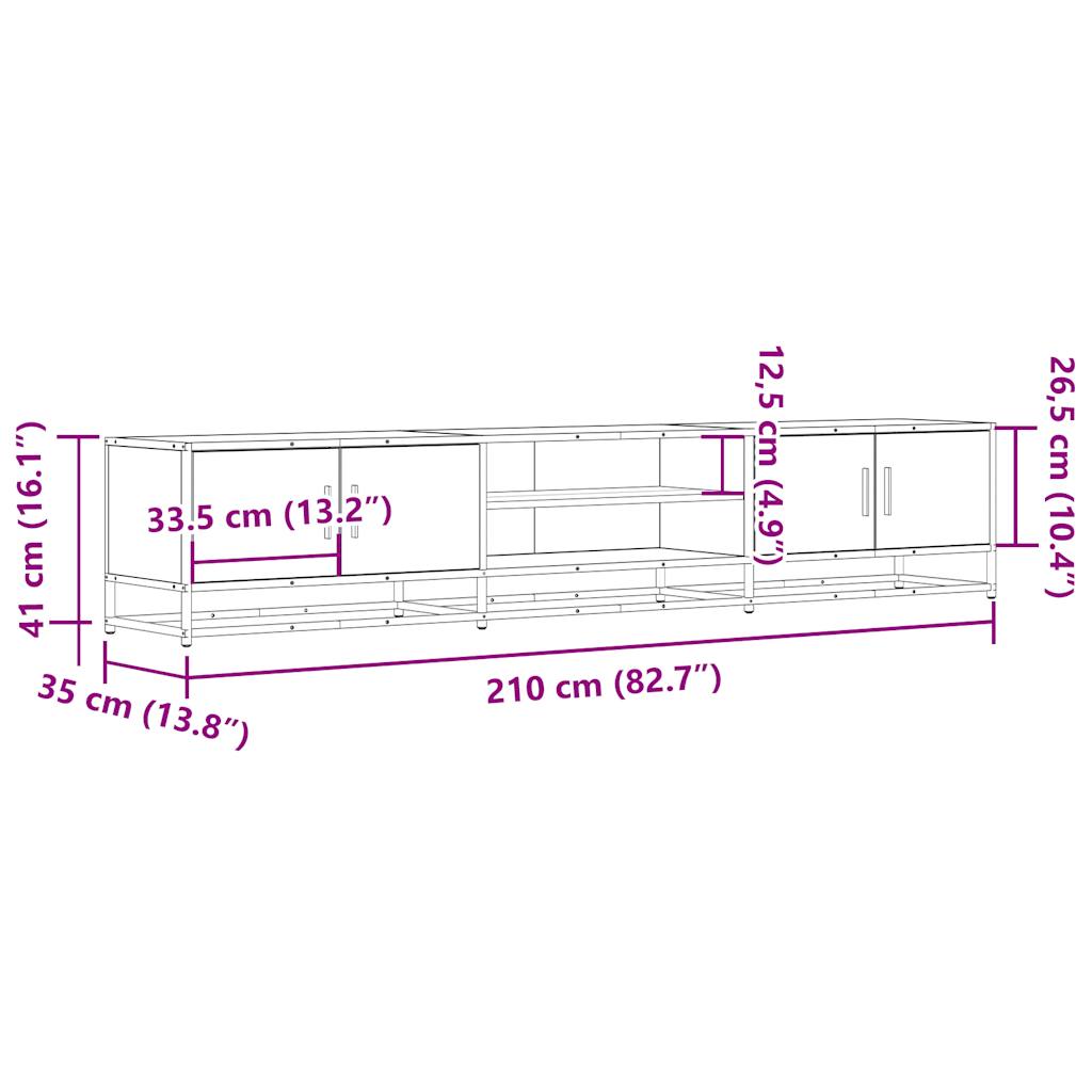 Meuble TV chêne sonoma 210x35x41 cm bois d'ingénierie