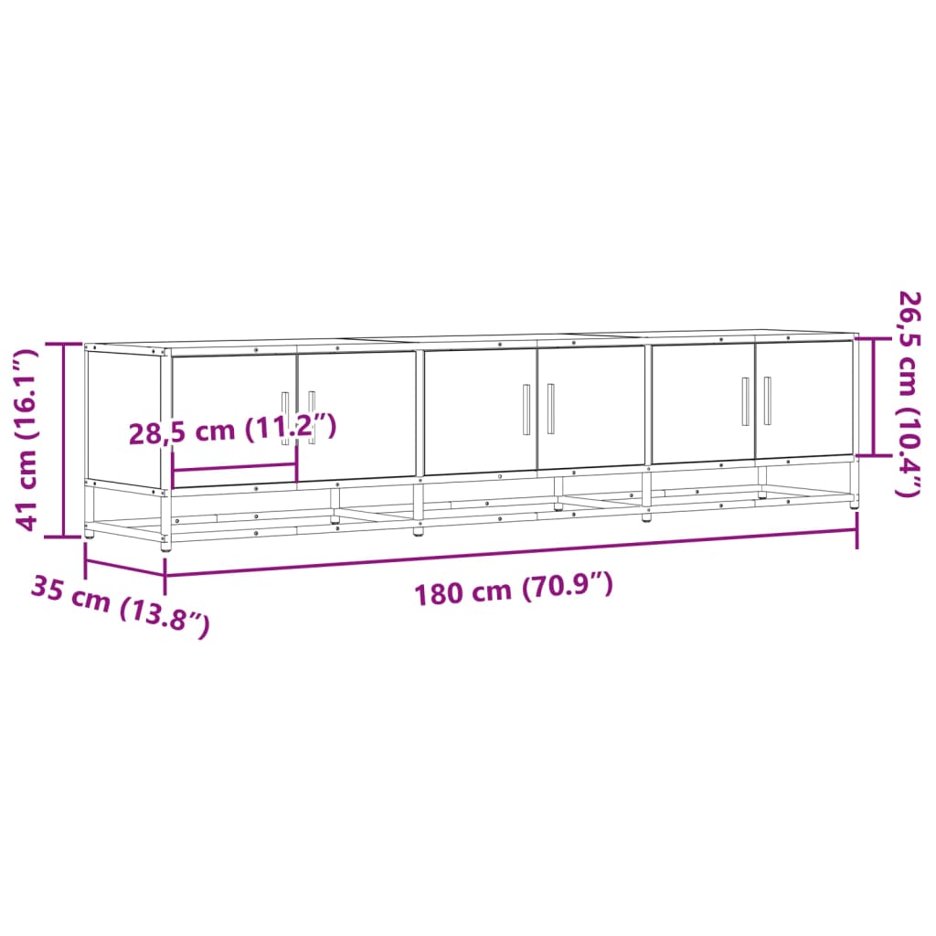 Meuble TV chêne sonoma 180x35x41 cm bois d'ingénierie