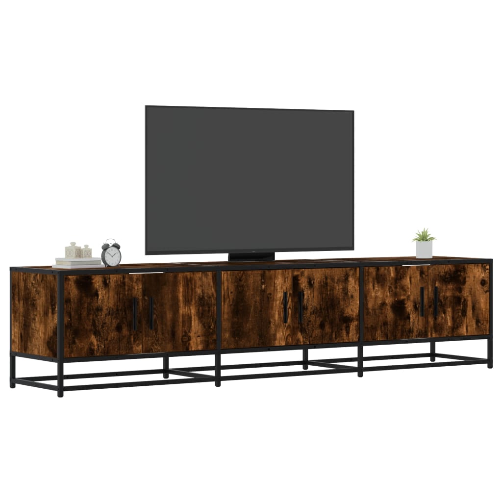 Meuble TV chêne fumé 180x35x41 cm bois d'ingénierie