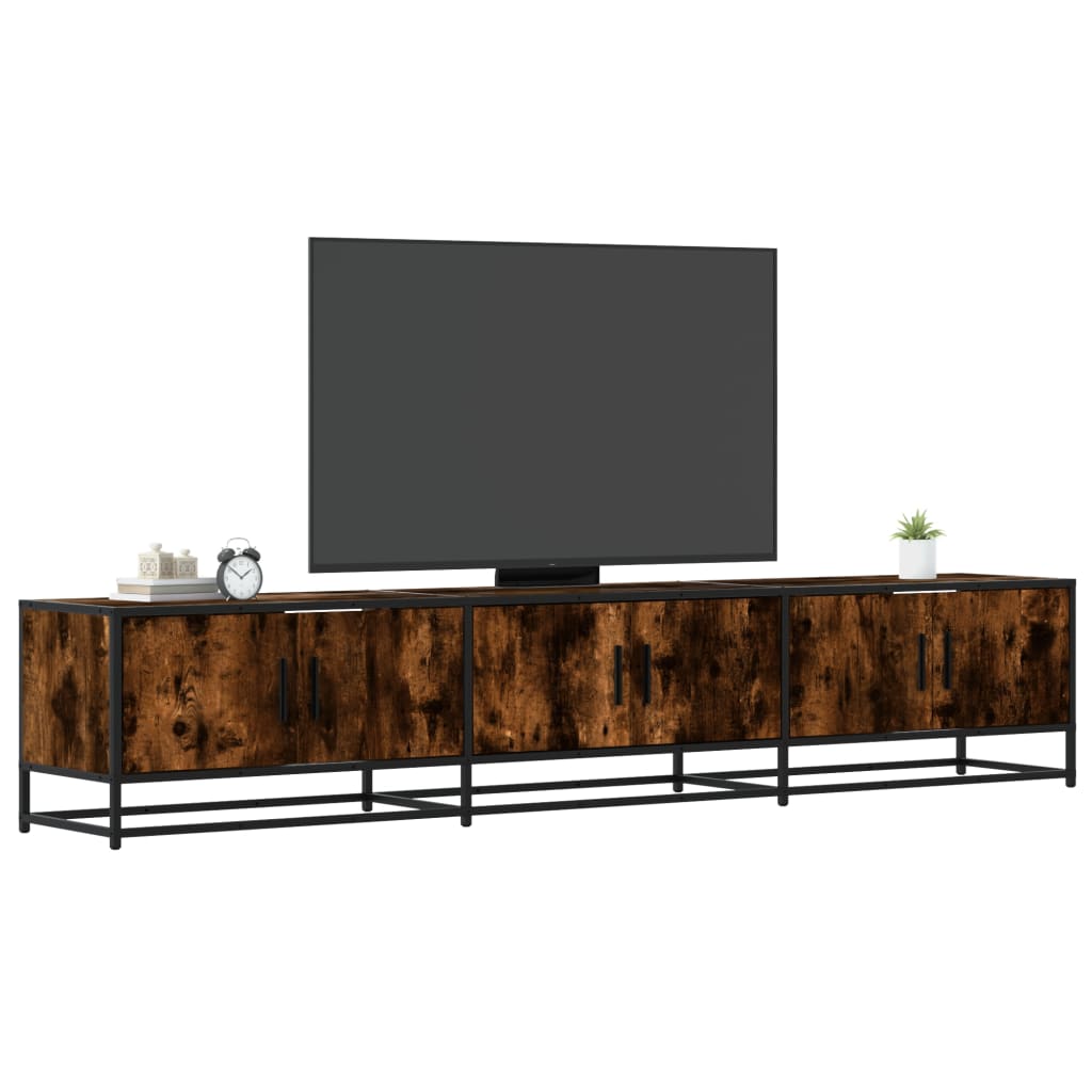 Meuble TV chêne fumé 210x35x41 cm bois d'ingénierie