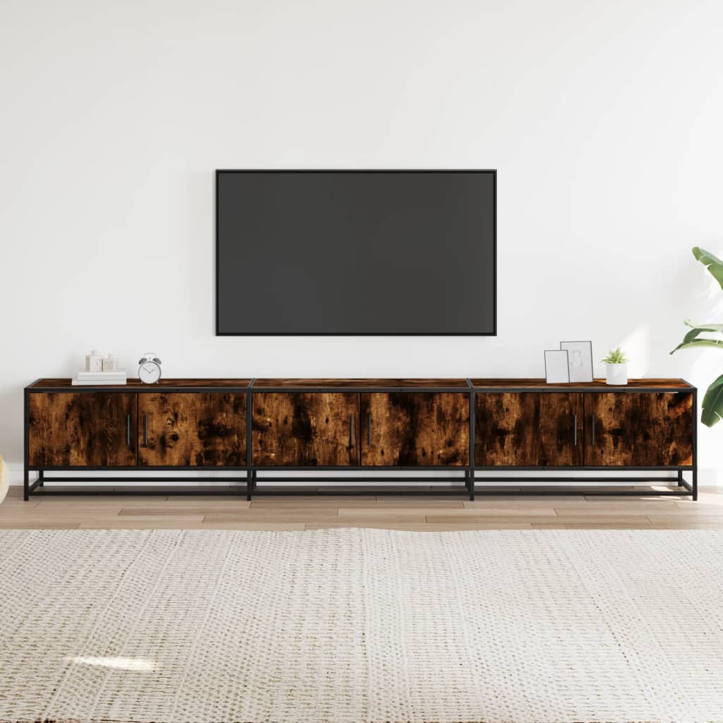 Meuble TV chêne fumé 240x35x41 cm bois d'ingénierie