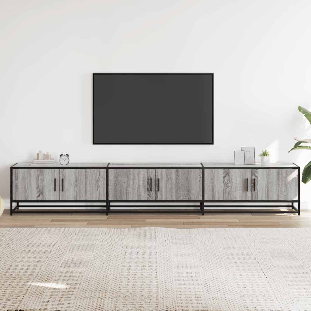 Meuble TV sonoma gris 240x35x41 cm bois d'ingénierie