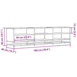 Meuble TV sonoma gris 180x40x46 cm bois d'ingénierie