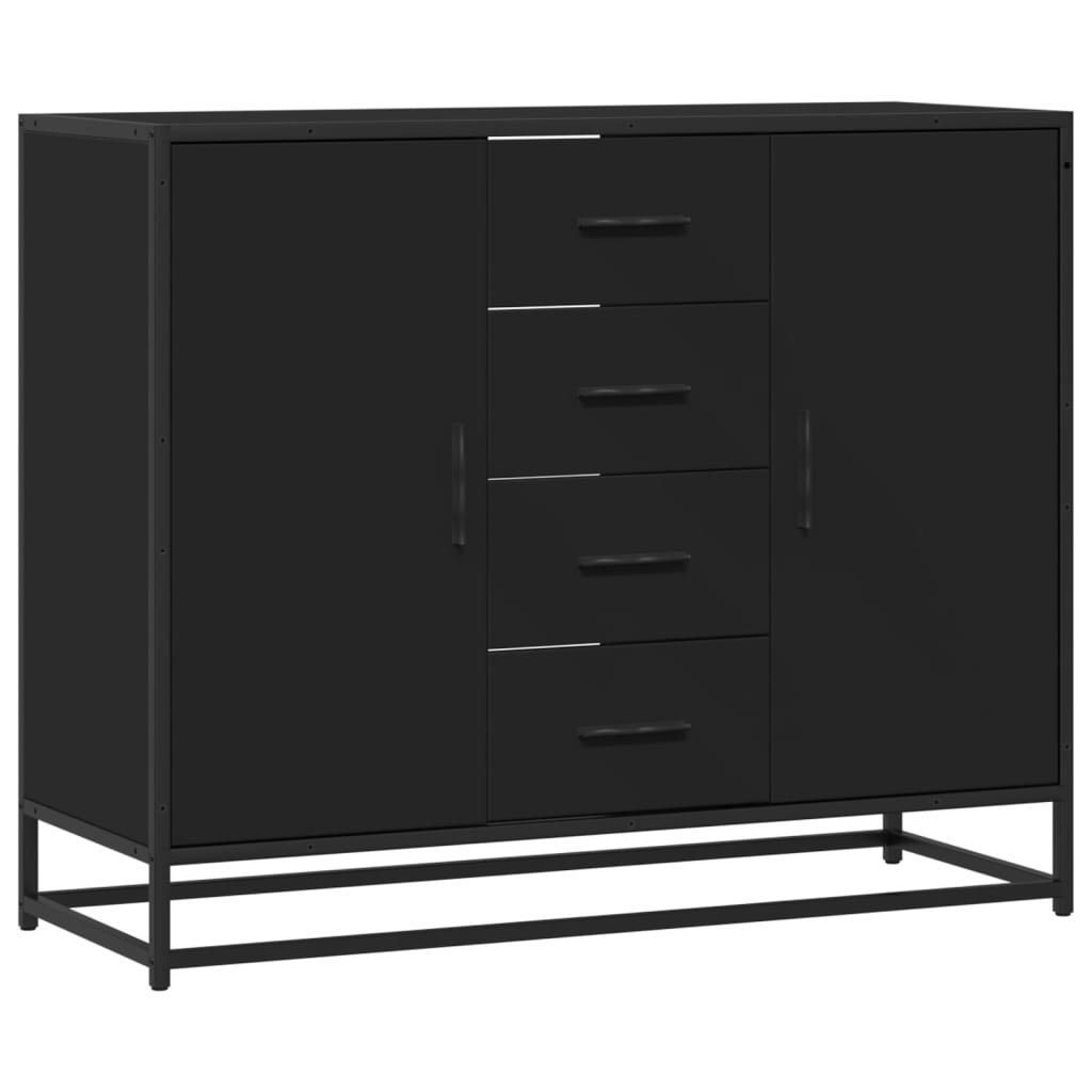 Buffet noir 92x35x76 cm bois d’ingénierie