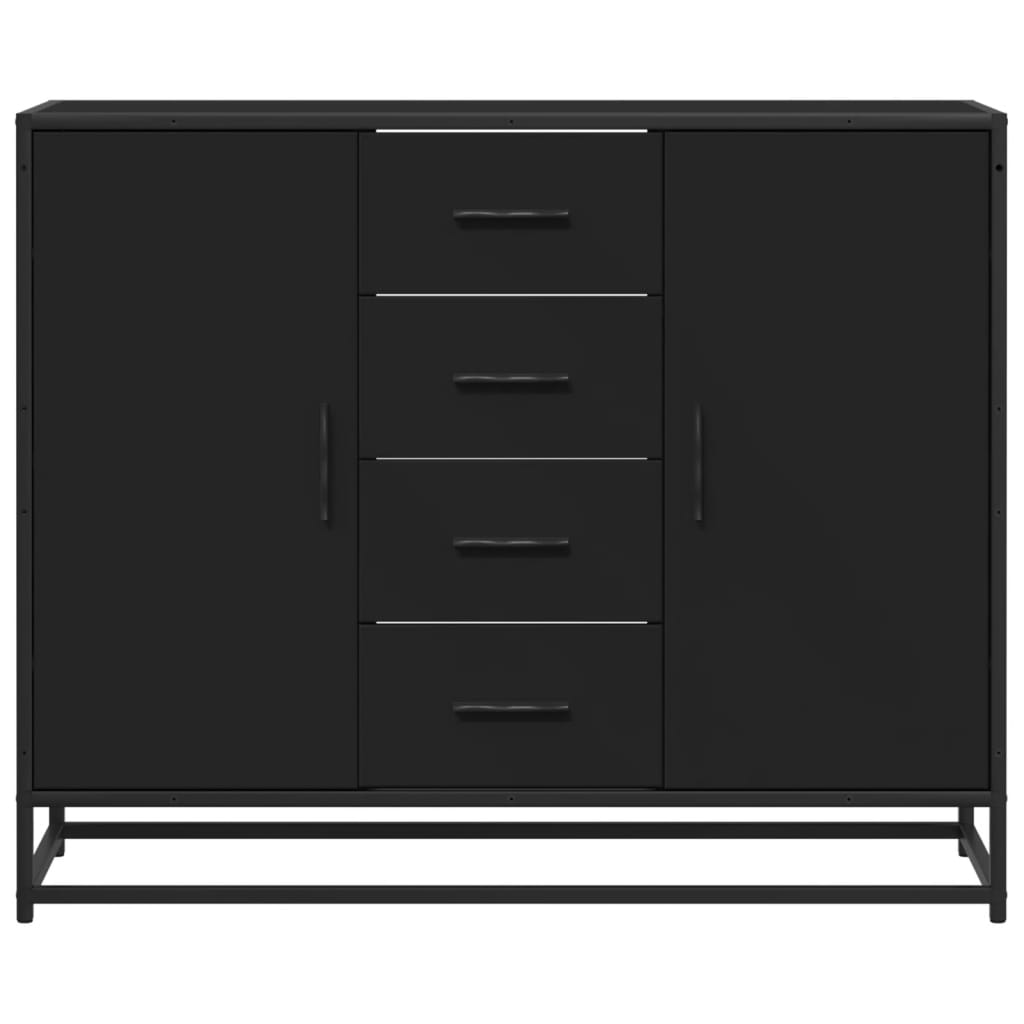 Buffet noir 92x35x76 cm bois d’ingénierie