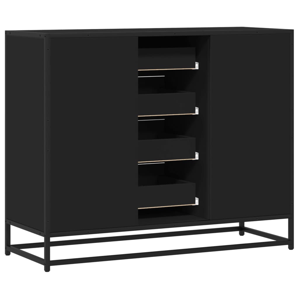 Buffet noir 92x35x76 cm bois d’ingénierie