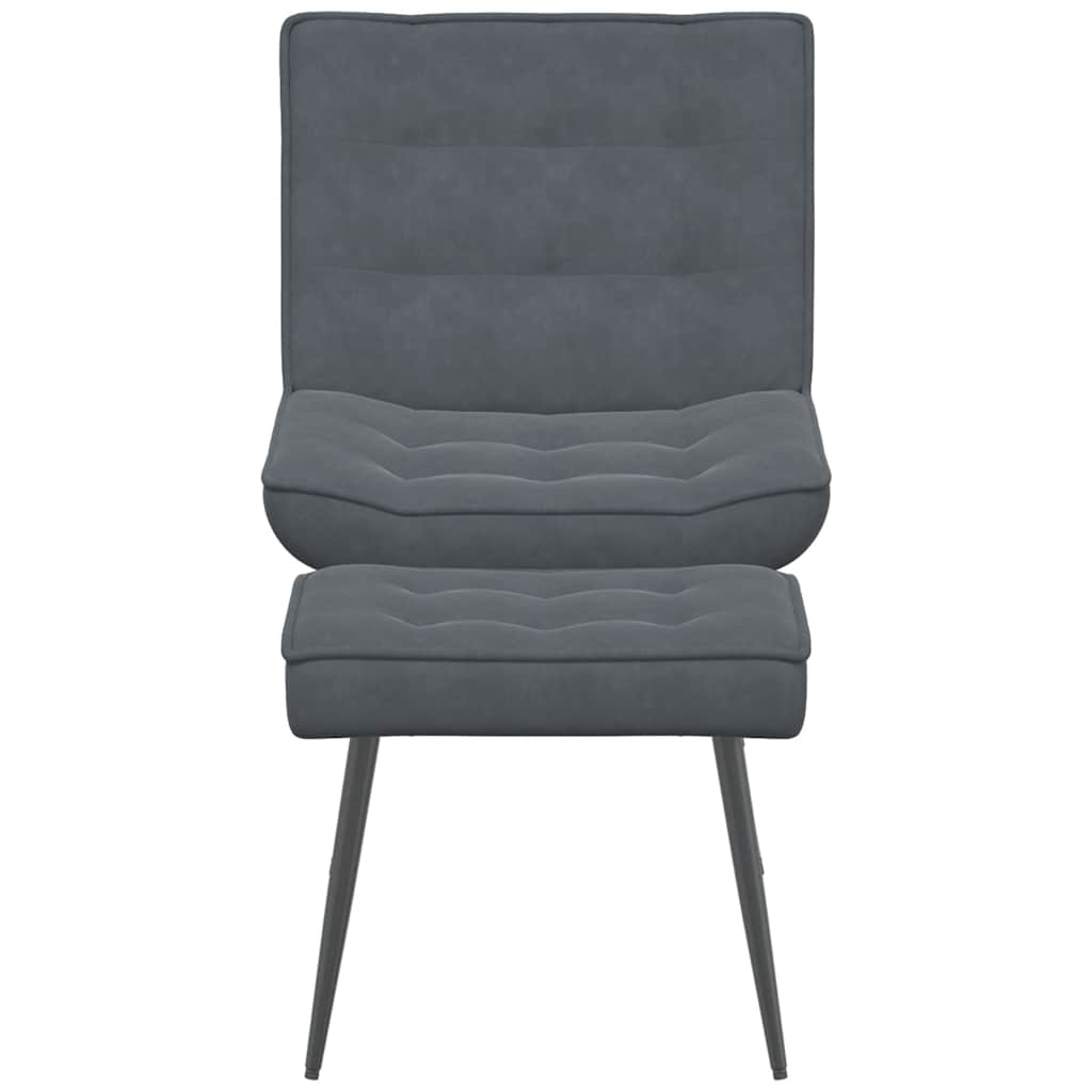 Chaise de relaxation avec tabouret Gris foncé Velours