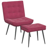 Chaise de relaxation avec tabouret Bordeaux Velours