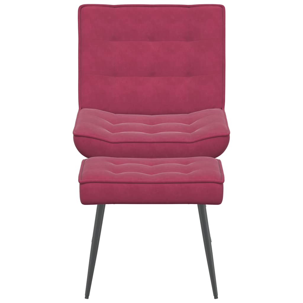 Chaise de relaxation avec tabouret Bordeaux Velours