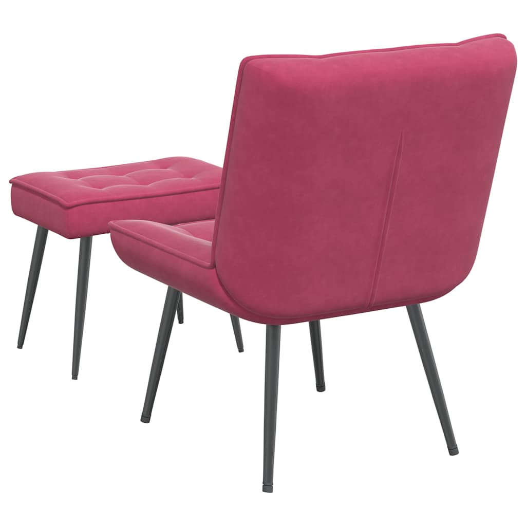 Chaise de relaxation avec tabouret Bordeaux Velours