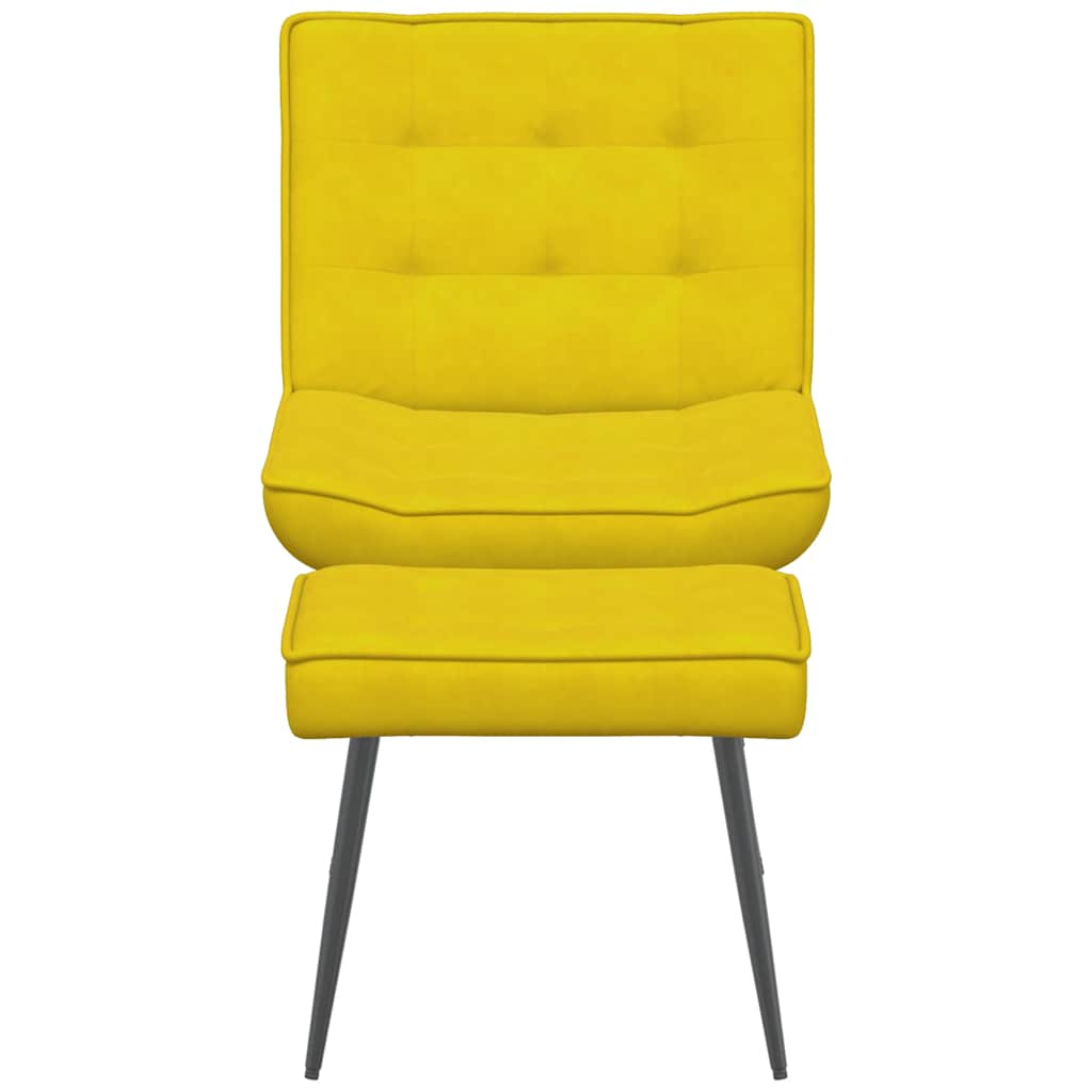 Chaise de relaxation avec tabouret jaune velours