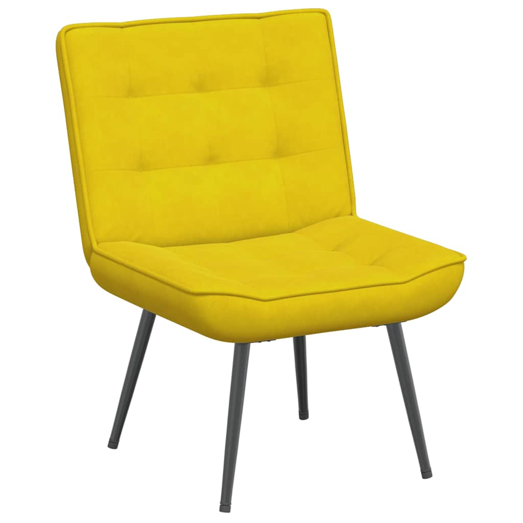 Chaise de relaxation avec tabouret jaune velours