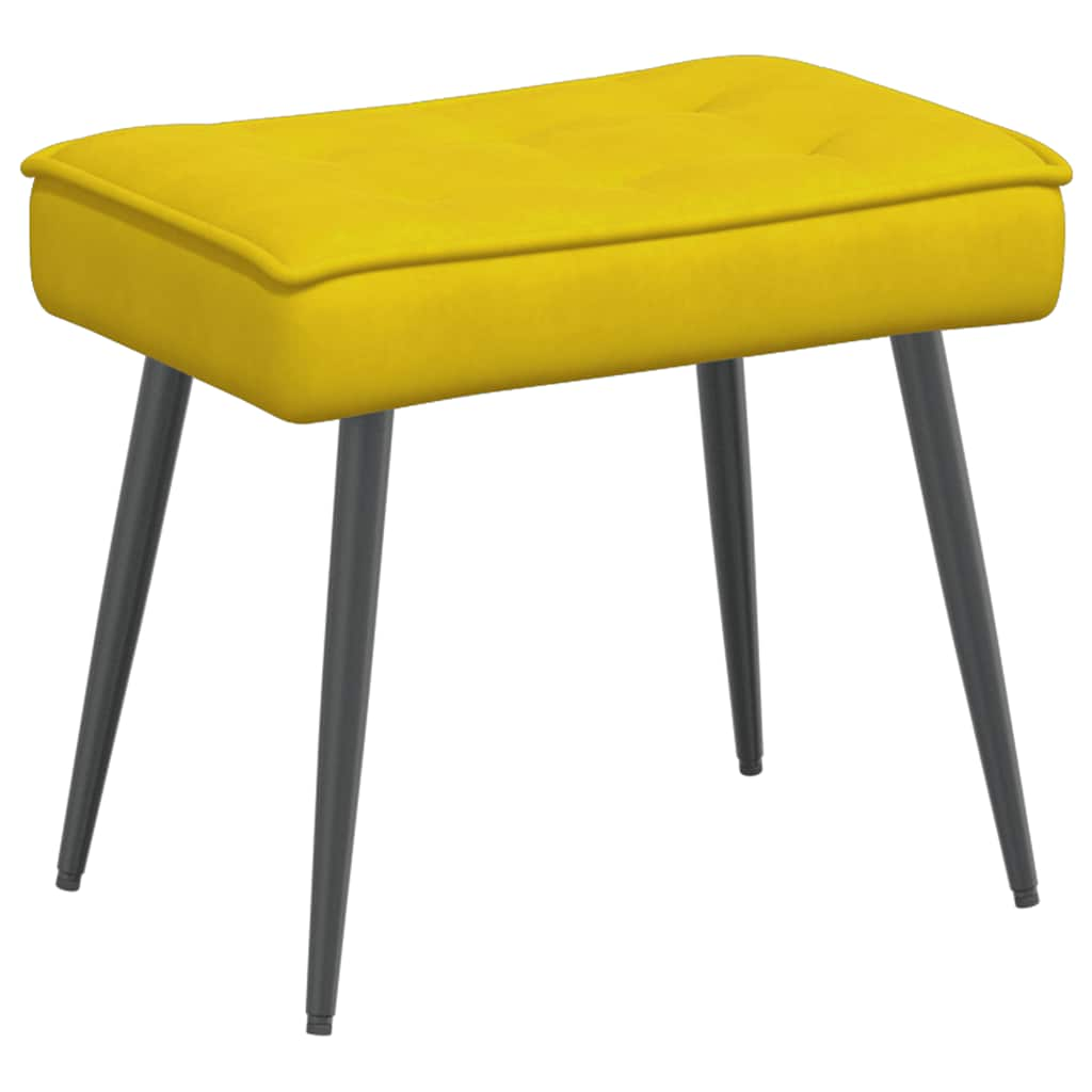 Chaise de relaxation avec tabouret jaune velours