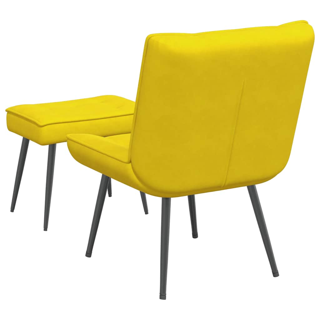 Chaise de relaxation avec tabouret jaune velours