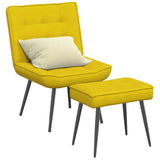 Chaise de relaxation avec tabouret jaune velours