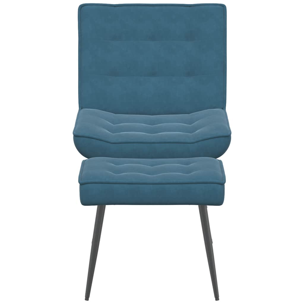 Chaise de relaxation avec tabouret Bleu Velours