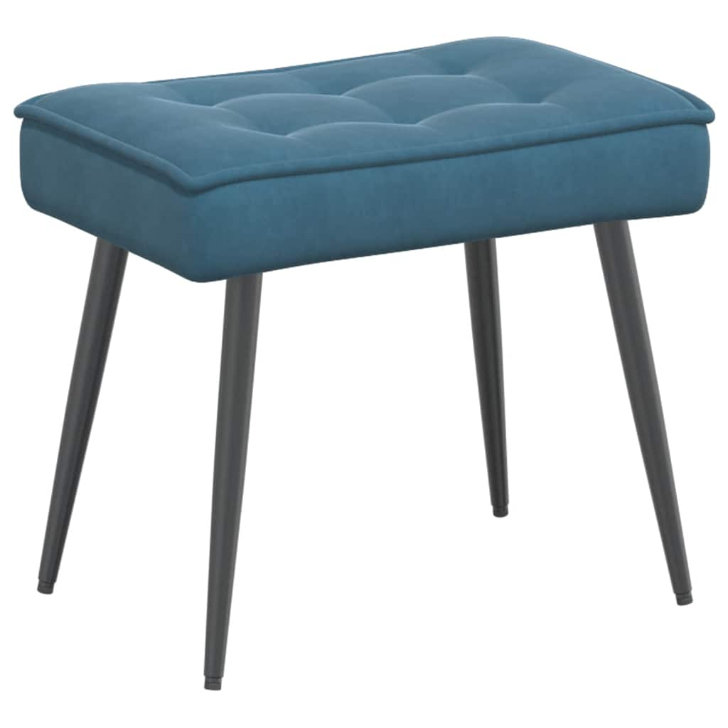 Chaise de relaxation avec tabouret Bleu Velours