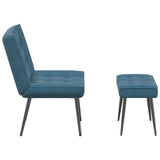 Chaise de relaxation avec tabouret Bleu Velours