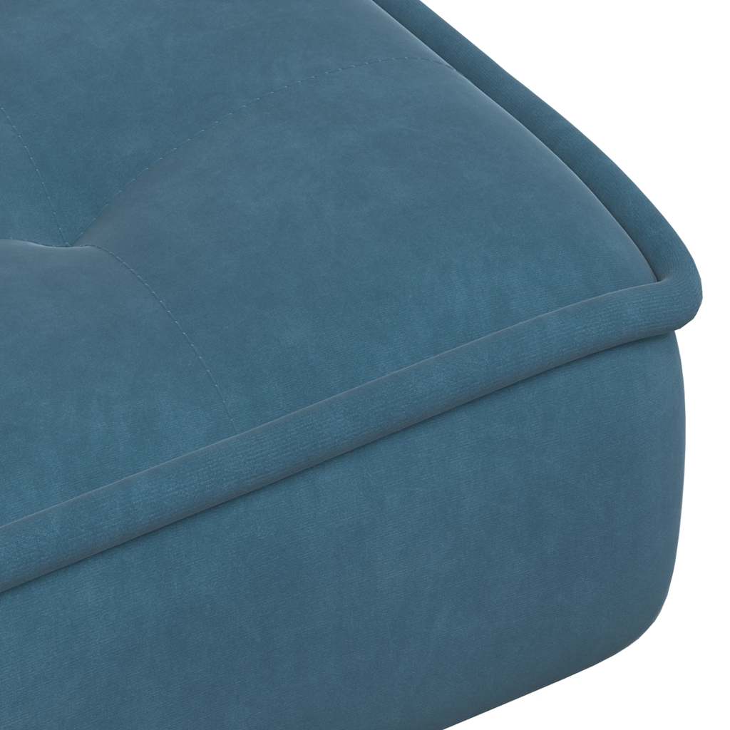 Chaise de relaxation avec tabouret Bleu Velours