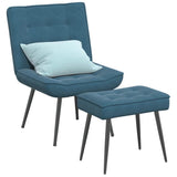 Chaise de relaxation avec tabouret Bleu Velours