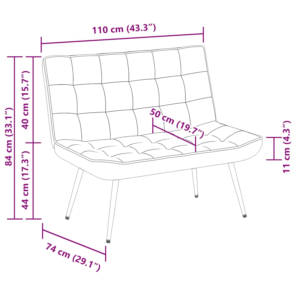 Banc rose 110x74x84 cm velours