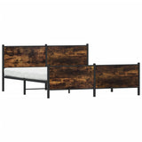 Metal bed frame without mattress smoked oak 180x200 cm