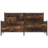 Metal bed frame without mattress smoked oak 180x200 cm