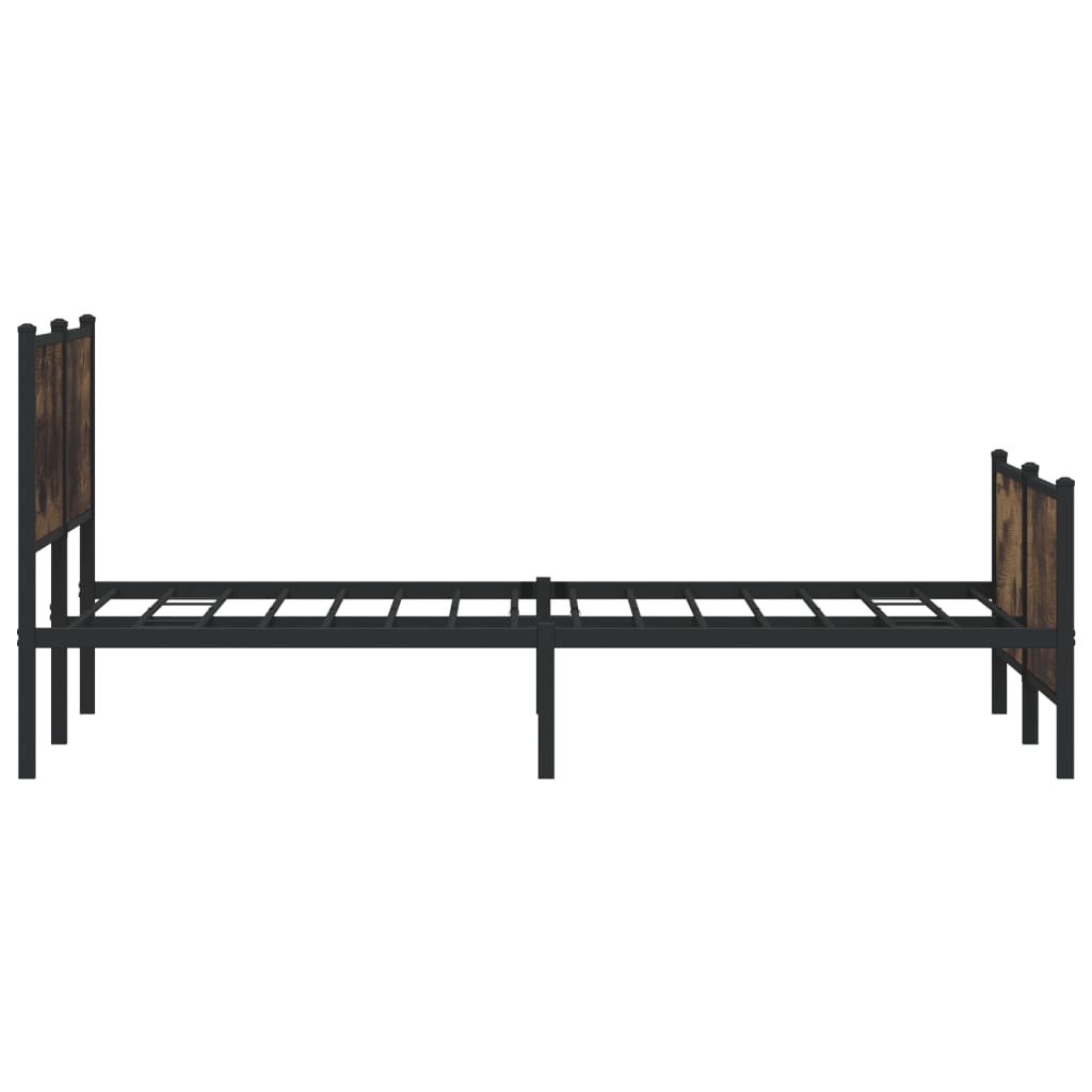 Metal bed frame without mattress smoked oak 180x200 cm