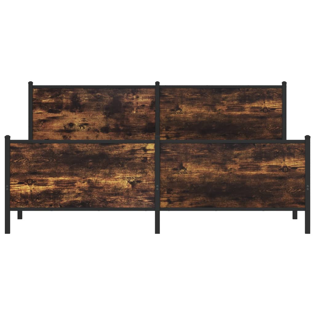 Cadre de lit en métal sans matelas chêne fumé 183x213 cm