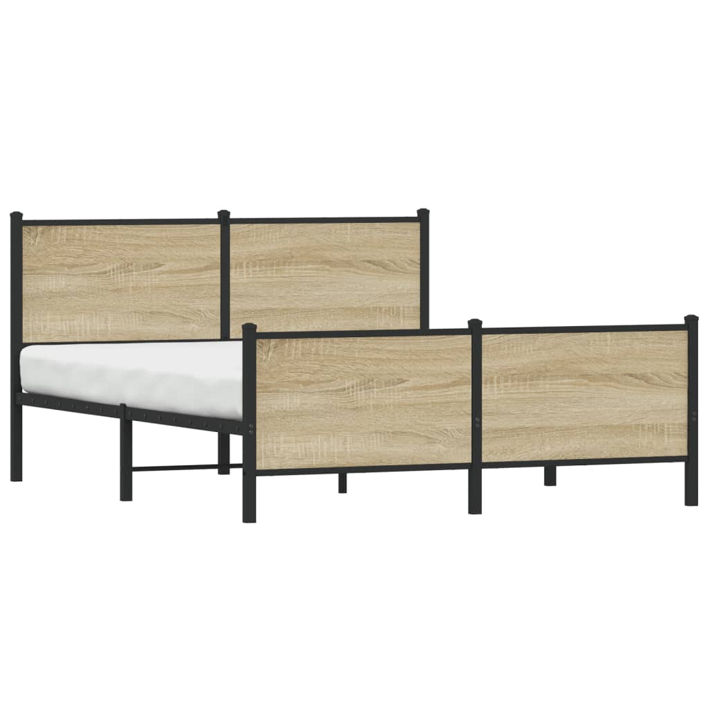 Cadre de lit en métal sans matelas chêne sonoma 140x190 cm