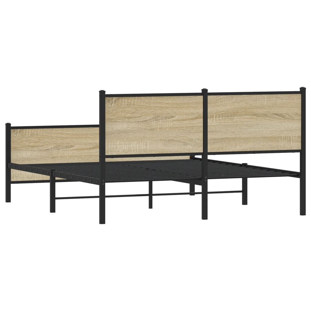 Cadre de lit en métal sans matelas chêne sonoma 140x190 cm