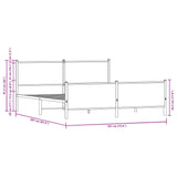 Metallbettgestell ohne Matratze Sonoma-Eiche 180x200 cm