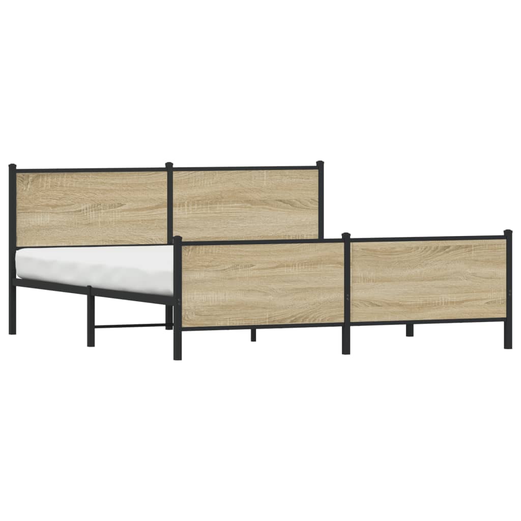 Cadre de lit en métal sans matelas chêne sonoma 183x213 cm